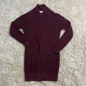 BP Sweater Women’s XS Long Cardigan Solid Red Pockets Casual